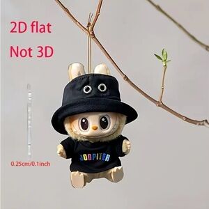 Acrylic 2D Flat Bunny Decoration with Black Hat, NEW